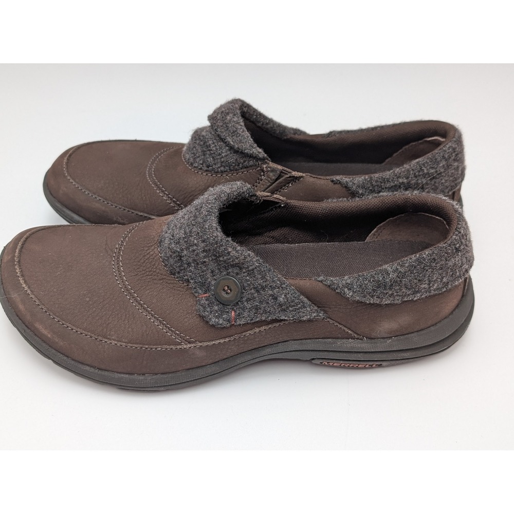 Merrell Shoes Women 8 Brown Bracken Leather Slip On Casual Outdoor Comfort